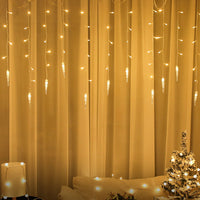4-Meter Solar LED Icicle Light Falling Rain Curtain Fairy String Lights for Outdoor Party Decor Warm White