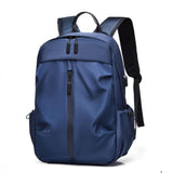 Anti-theft Unisex Laptop Oxford Backpack Travel School Bag with USB Charging Port Navy