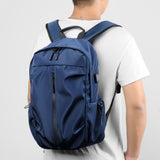 Anti-theft Unisex Laptop Oxford Backpack Travel School Bag with USB Charging Port Navy