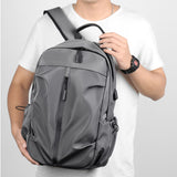 Anti-theft Unisex Laptop Oxford Backpack Travel School Bag with USB Charging Port Grey