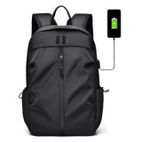 Anti-theft Unisex Laptop Oxford Backpack Travel School Bag with USB Charging Port Black