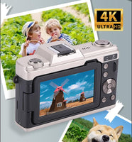 4K Ultra HD Digital Camera with 68MP with 180 Degree  Flip Screen Black