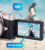 4K Ultra HD Digital Camera with 68MP with 180 Degree  Flip Screen Black
