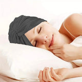 Adjustable Double Layer Sleeping Cap Satin Night Cap Hair Bonnet Black