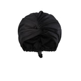 Adjustable Double Layer Sleeping Cap Satin Night Cap Hair Bonnet Black