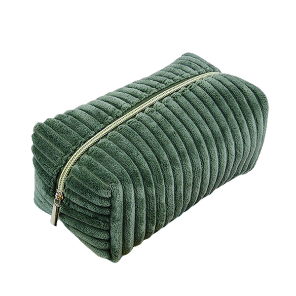 Velvet Quilted Travel Toiletry Pouch Cosmetic Organizer Bag Bridesmaid Makeup Bag Green