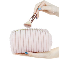 Velvet Quilted Travel Toiletry Pouch Cosmetic Organizer Bag Bridesmaid Makeup Bag Pink