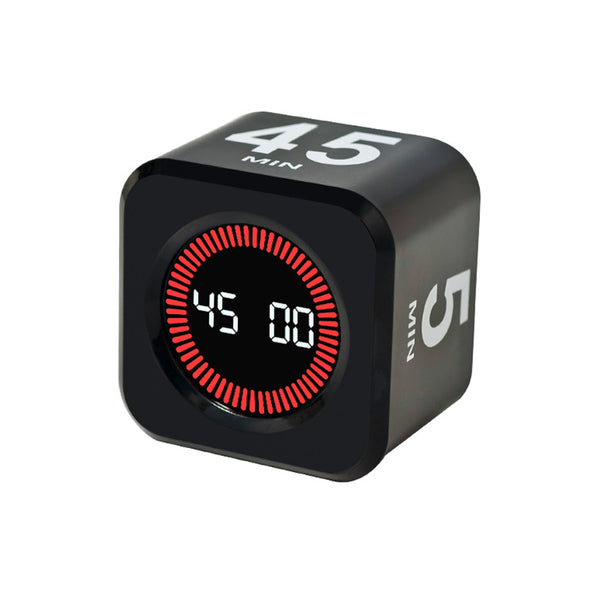 Visual Flip Cube Timer Countdown Gravity Productivity Desk Timer for Kitchen Work Study Black