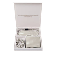 100% Mulberry 19Momme Silk Sleep Set Silk Bedding Pillowcase Eye Mask and Scrunchie Grey