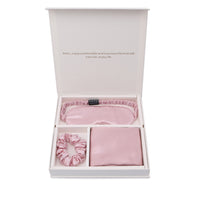 100% Mulberry 19Momme Silk Sleep Set Silk Bedding Pillowcase Eye Mask and Scrunchie Pink
