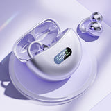 Wireless Bluetooth 5.4 Clip-on Earbuds Lightweight Open Ear Headphones for Glasses Wearers and Workout Purple