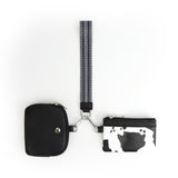 Mini Zip Around Dual Pouch Wristlet With Strap Wristlet Keychain Wallet Coin Purse Cow Print Style