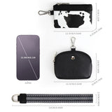 Mini Zip Around Dual Pouch Wristlet With Strap Wristlet Keychain Wallet Coin Purse Cow Print Style