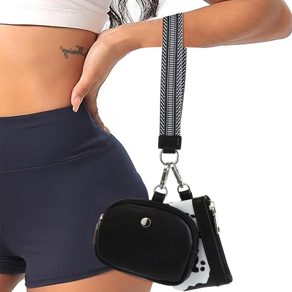 Mini Zip Around Dual Pouch Wristlet With Strap Wristlet Keychain Wallet Coin Purse Cow Print Style