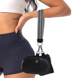 Mini Zip Around Dual Pouch Wristlet With Strap Wristlet Keychain Wallet Coin Purse Pure Black Style
