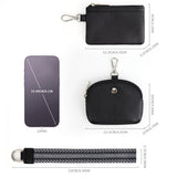 Mini Zip Around Dual Pouch Wristlet With Strap Wristlet Keychain Wallet Coin Purse Pure Black Style