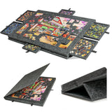 6-Drawer Jigsaw Puzzle Board with Stand and Cover Foldable Felt Puzzle Organizer for 1000-Piece Puzzles for Adult