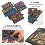 2-in-1 Puzzle Board Portable Felt Jigsaw Puzzle Table with 6 Drawer Covers