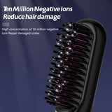 Cordles Hair Straightener Portable Hair Brush AntiScald Hair Styling Tool Black