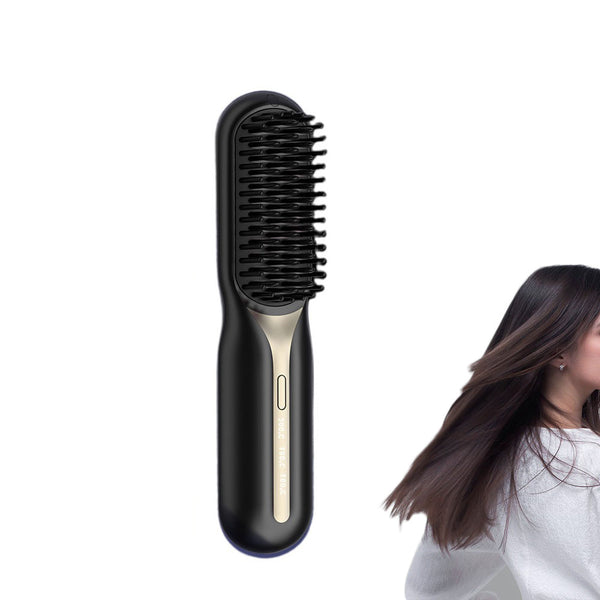 Cordles Hair Straightener Portable Hair Brush AntiScald Hair Styling Tool Black