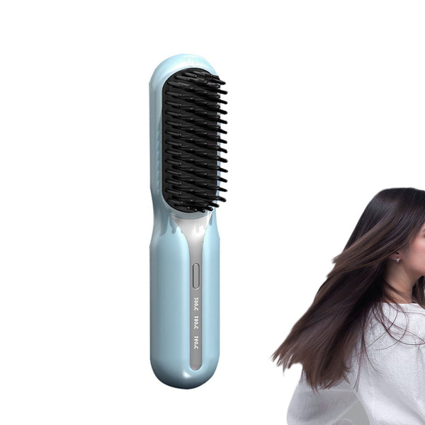 Cordles Hair Straightener Portable Hair Brush AntiScald Hair Styling Tool Blue