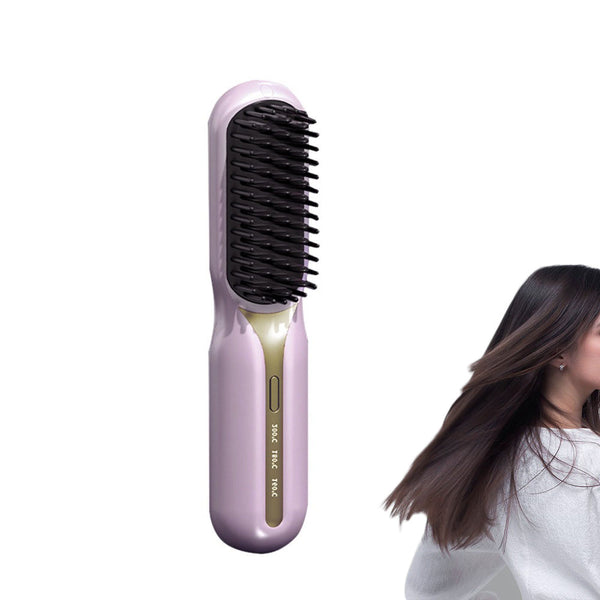 Cordles Hair Straightener Portable Hair Brush AntiScald Hair Styling Tool Pink