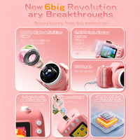 1080P Video Recording Camera with Projector Digital Camera with Tripod and 64GB TF Card for Girls and Boys Pink