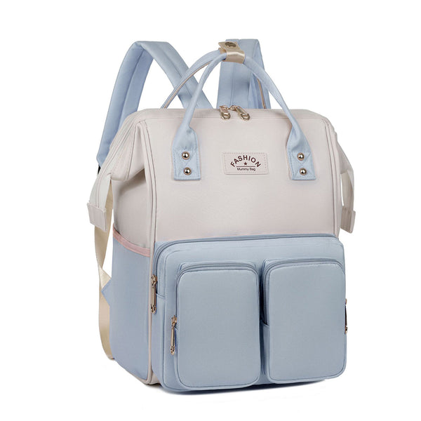 Travel Diaper Bag Water Repellent Backpack Multifunction Mommy Bag Light Blue