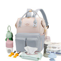 Travel Diaper Bag Water Repellent Backpack Multifunction Mommy Bag Light Blue