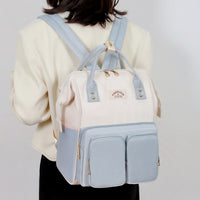 Travel Diaper Bag Water Repellent Backpack Multifunction Mommy Bag Light Blue