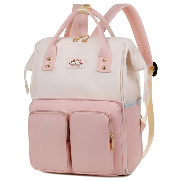 Travel Diaper Bag Water Repellent Backpack Multifunction Mommy Bag Pink