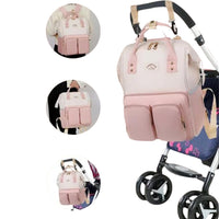Travel Diaper Bag Water Repellent Backpack Multifunction Mommy Bag Pink