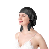 Silk Satin Hair Bonnet for Sleeping Hair Wrap Sleep Cap Turban with Elastic Band Black