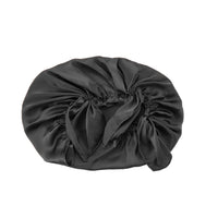 Silk Satin Hair Bonnet for Sleeping Hair Wrap Sleep Cap Turban with Elastic Band Black