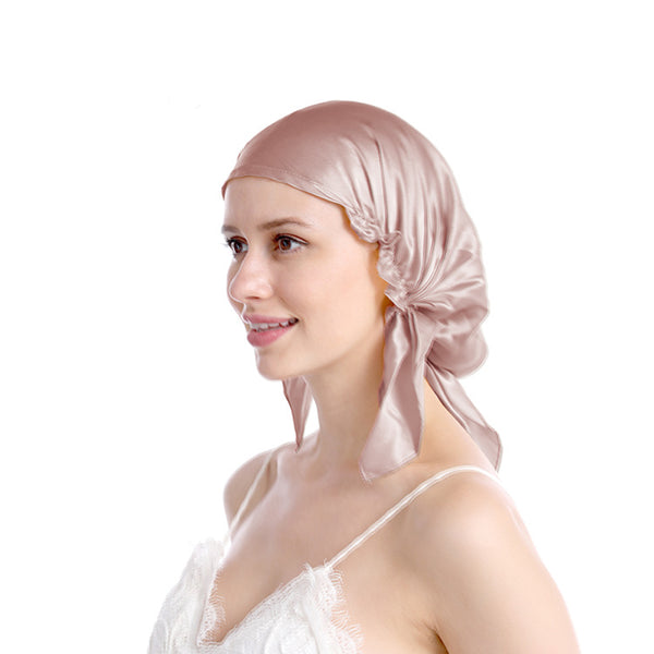 Silk Satin Hair Bonnet for Sleeping Hair Wrap Sleep Cap Turban with Elastic Band Pink