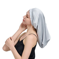 Silk Long Hair Bonnet for Sleeping Elastic Satin Sleep Cap for Women Gray