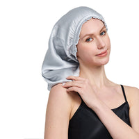 Silk Long Hair Bonnet for Sleeping Elastic Satin Sleep Cap for Women Gray
