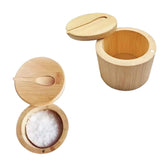 Bamboo Spice Container with Lid and Spoon for Storing Salt Pepper Sugar Herbs Small Spice Box Style 1