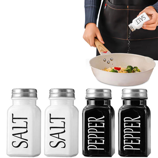 4Pcs Set Glass Shakers with Lids Salt and Pepper Shaker Set
