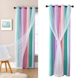 Double-Layer Colorful Curtain Single Panel Light Blocking Curtain Room Decor