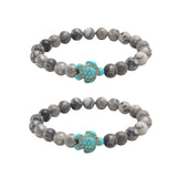 2PCS Turquoise Turtle Charm Wish Friendship Bracelet for Women & Men Style 3