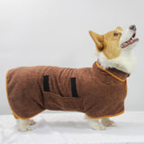 Absorbent Pet Bathrobe for Dogs Microfibre Drying Towel Brown