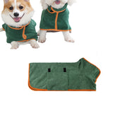 Absorbent Pet Bathrobe Towel Quick-Dry Soft Pet Robe Green