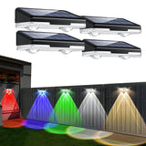 4Pcs 9-Mode Solar-Powered RGB Wall Washer Light Outdoor LED Decorative Light for Fences Decks Steps