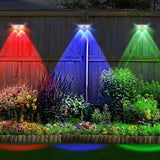 4Pcs 9-Mode Solar-Powered RGB Wall Washer Light Outdoor LED Decorative Light for Fences Decks Steps