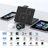 3-in-1 Foldable Wireless Charger with Watch Dock for Samsung Z Fold & Z Flip