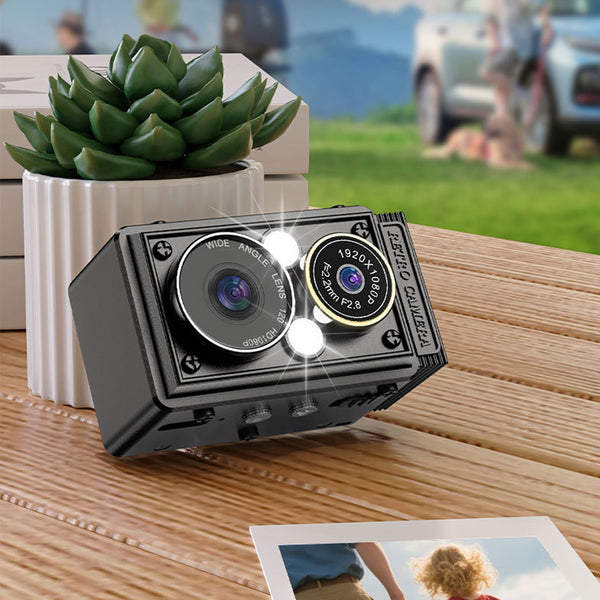 1080P Retro Mini Camera Dual Lens Digital Camera with 32GB SD Card