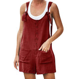 Tie Strap Slant Pocket Jumpsuit Wine Red