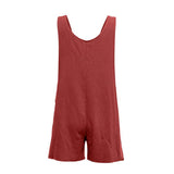 Tie Strap Slant Pocket Jumpsuit Wine Red