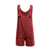 Tie Strap Slant Pocket Jumpsuit Wine Red